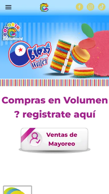 Vista móvil optimizada del sitio Colorines