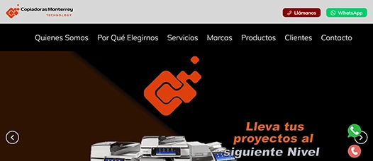 Vista de escritorio del sitio Copiadoras Monterrey