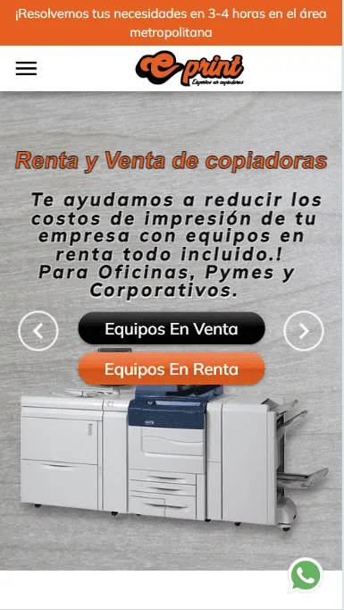 Vista móvil optimizada del sitio Eprint