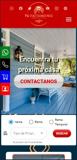 Vista móvil optimizada del sitio TuPatrimonio