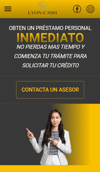 Vista móvil optimizada del sitio Lyoncash