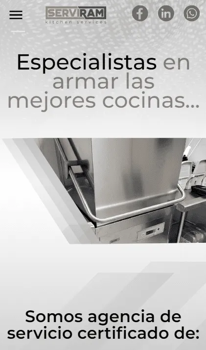 Vista móvil optimizada del sitio Serviram