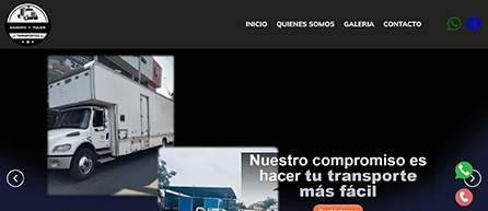Vista de escritorio del sitio Transporte Navarro